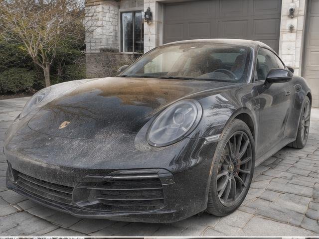 Porsche 911 parked in a driveway before its detail